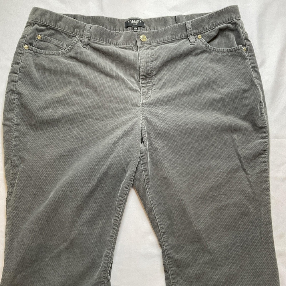 Talbots Gray‎ Fine Wale Corduroy Pants Women's Size 22 Vintage 90s Y2K - Picture 2 of 10